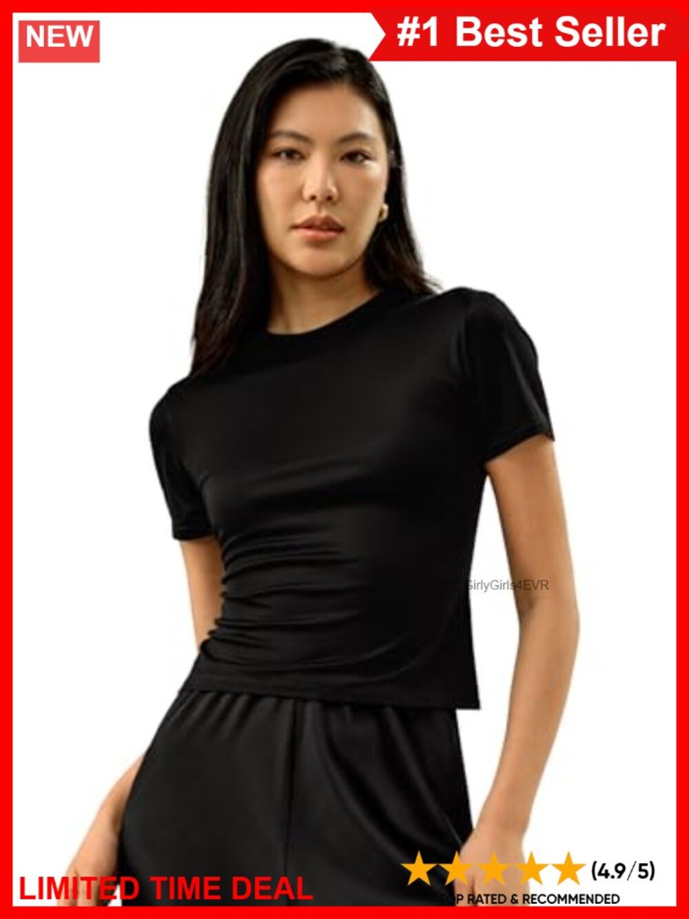 100% Silk Jersey Cropped Tee Slim Fit Crew Neck Short Sleeve T-Shirt